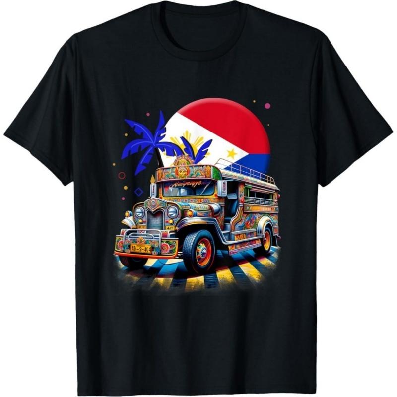 3D Printed Philippine Independence Jeepney T Shirt For Men Patriotic Pattern T-Shirts Summer Fashion Round Neck Short Sleeve Tee