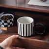Taza de Cerámica Minimalista con Rayas y Asa Grande para Café Desayuno Leche Taza Exquisita para Té de la Tarde Tazas de Té de Flores Regalos de Cumpleaños