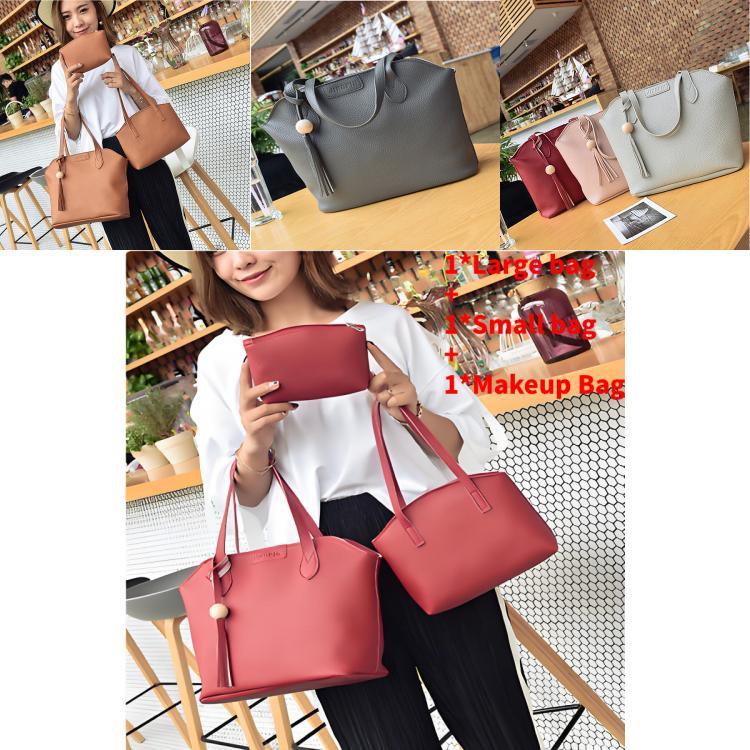 Pu Leather Handbag Set With Tassels And Adjustable Shoulder Straps For Women