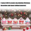 Glowing Ceramic Simulation Christmas House Decoration With LED Lights  Battery Powered Handmade Holiday Gift