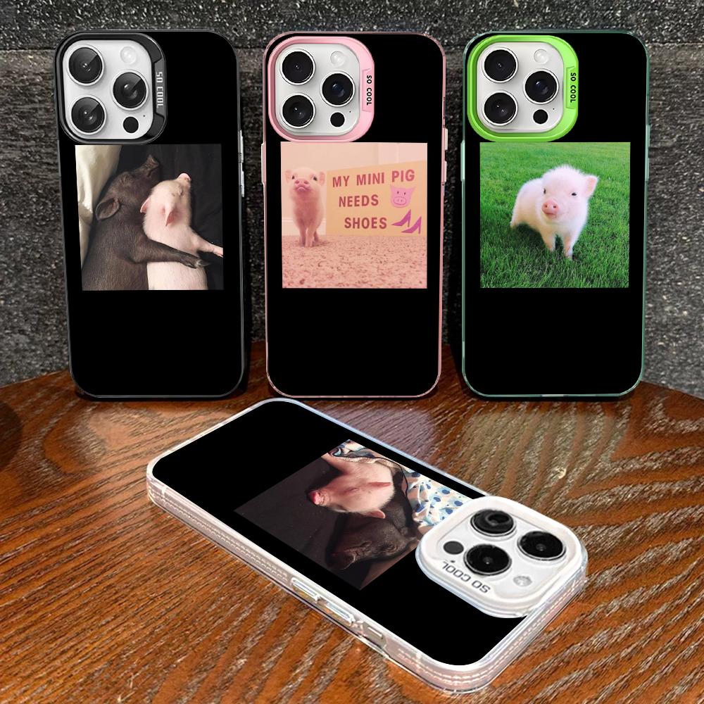 Funny Cartoon Pig Phone Case For IPhone 16 15 14 13 12 11 Pro Max X XR XSMAX 8 7 Plus Matte Shockproof Back Cover
