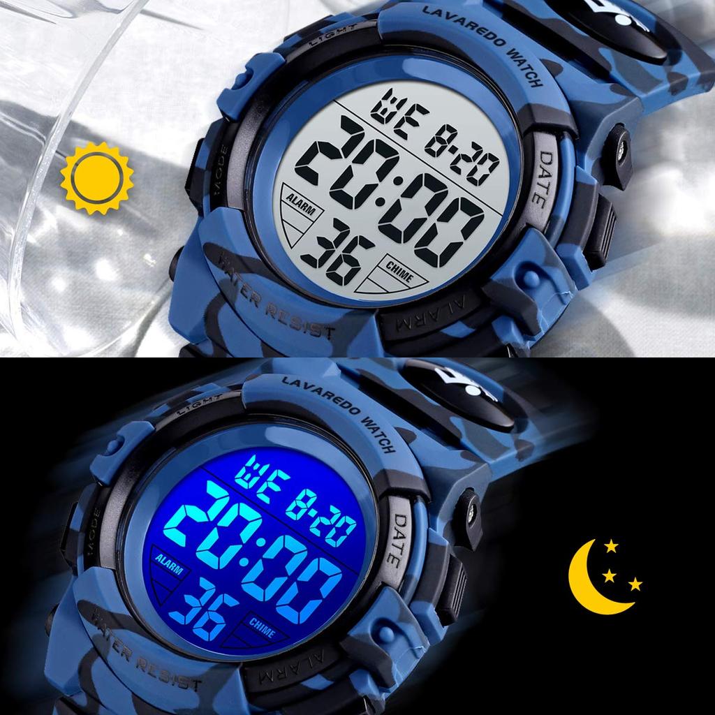 Armbanduhr Jungen Digitaluhr Jungen Sportuhr Outdoor Multifunktional 50m Wasserdicht Alarm Datum Tagesanzeige Dualzeit LED Analoganzeige Kinder