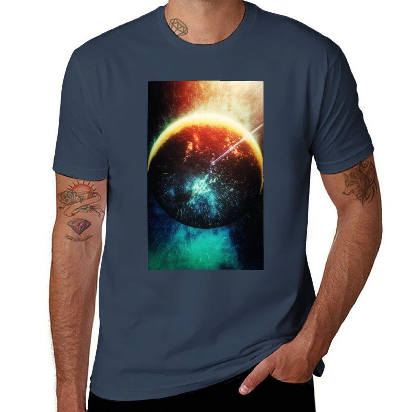Space Is Colorful And Dark Tshirt Casual Simple Design Short Sleeve Shirt S