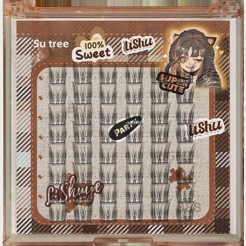 Lishu Fairy Cat Ear Natural False Eyelashes - Beginner-Friendly and Glue-Free