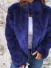 Autumn and Winter Women's Faux Fur High Neck Zipper Casual Top Jacket