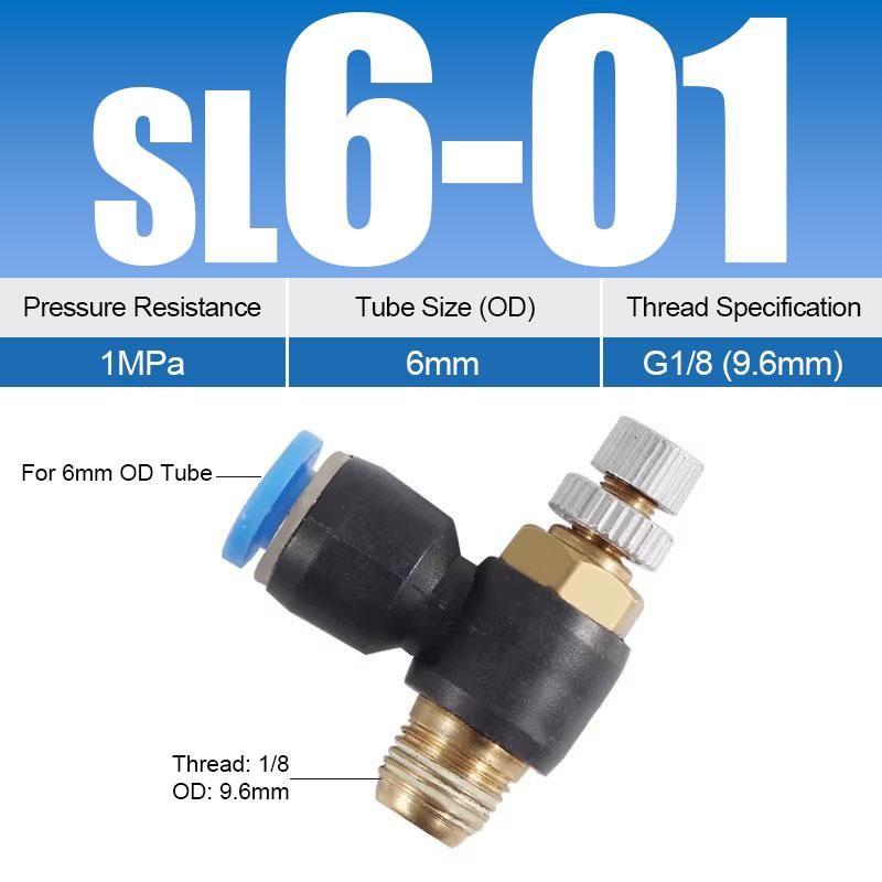 Pneumatic Quick Connect Connector SL 4 6 8 10 12mm M5 '1/8' 1/4 '3/8' 1/2 Air Speed Regulating Valve Accelerator Valve