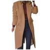 Moda Donna Nuovo Cappotto di Lana a Maniche Lunghe con Revers Monocolore Medio e Lungo
