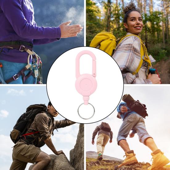 Retractable Keychain with Steel Wire Rope Carabiner Badge Reel Holder Clip Key Ring Heavy Duty Outdoor Camping Climbing Anti-lost Buckle