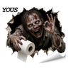 Graphic Wall Stickers for Refrigerator Spooky Crack Ghost Toilet Tank Lid Sticker, Halloween Horror 3D Broken Zombie Waterproof PVC