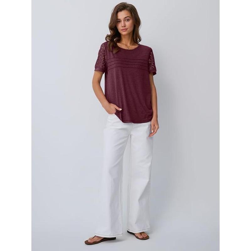 JKASHDK Moda damska Casual Lato Wiosna Jednolity kolor Drukuj Bluzki i koszule z krótkim rękawem i dekoltem w kształcie litery O