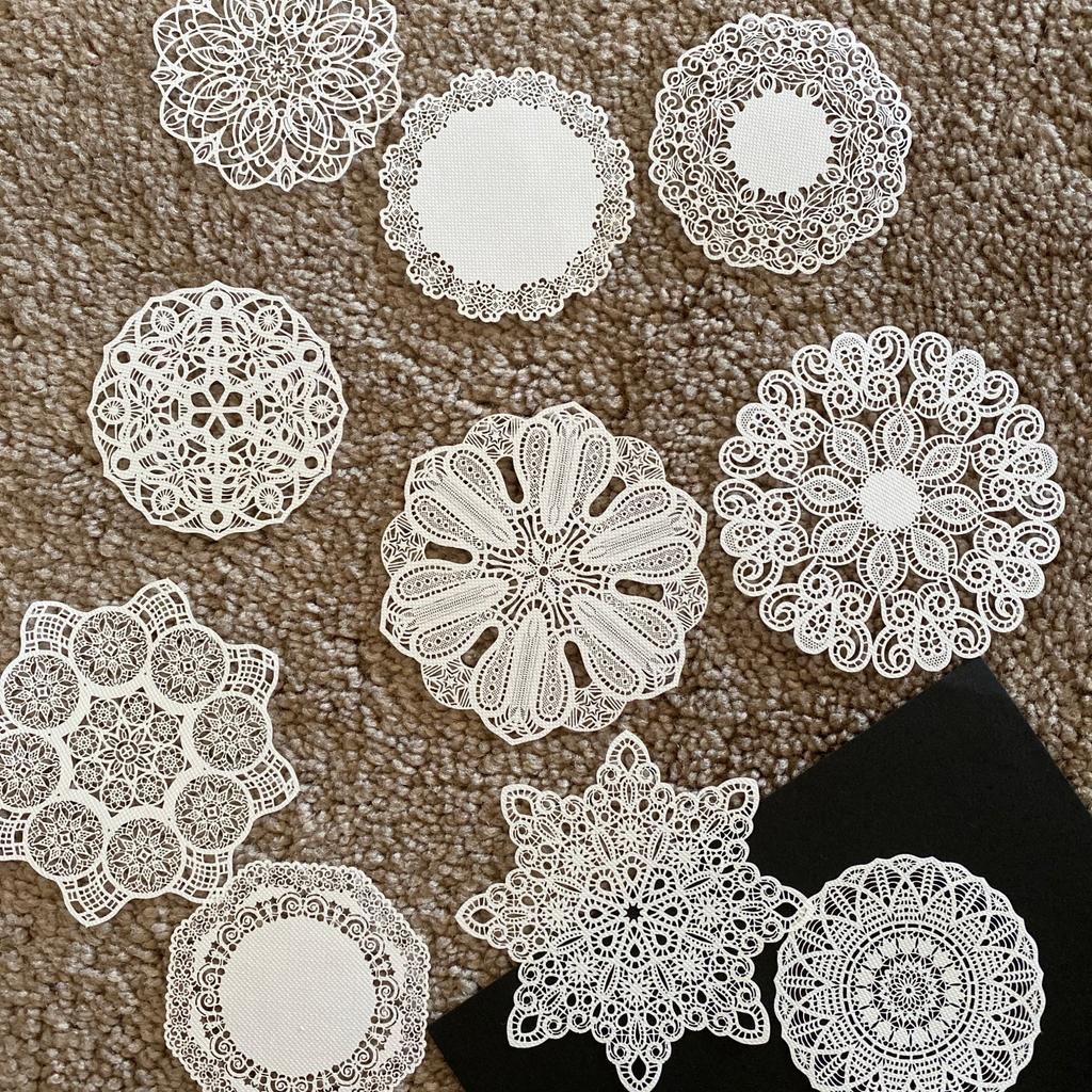 10 Pezzi Cerchio Mandala Pizzo Carta Tovagliette Sottopiatti Matrimonio Festa Decorazioni Forniture Scrapbooking Fai da Te Artigianato