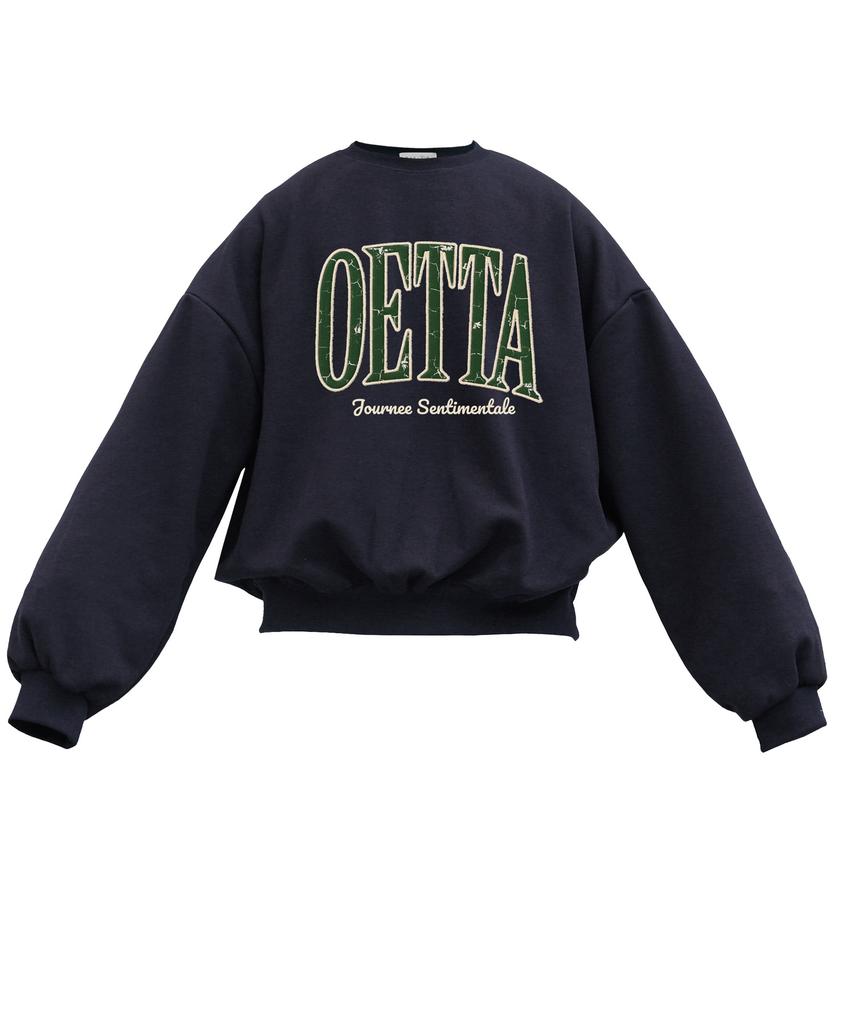 Oeta Classic Green Logo Double Cotton Overshoulder Balloon Fit Sweatshirt