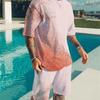 Men's Casual Sports Set Short Sleeve and Shorts Two-Piece Fashion Geometric Pattern Summer Daily Wear Comfortable Breathable