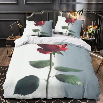 3D Digital Printing Rose Series Polyester Quilt Cover Two Or Three Pieces