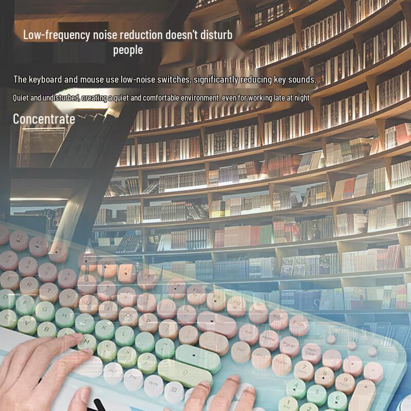 Fude EK8870 Retro Wireless Keyboard Mouse Set