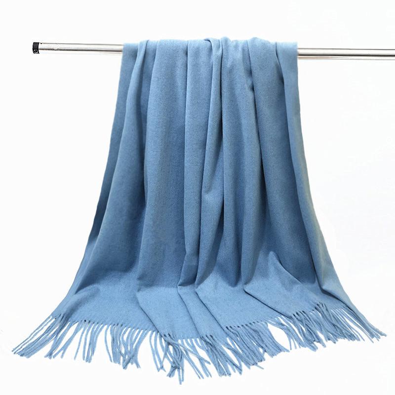 Wool Scarf Women's Winter Korean Style Thickened Warm Solid Color Scarf Shawl High End Versatile Cashmere Scarf