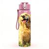 1PC Golden Retriever Puppy 750ml Color Plastic Sports Water Bottle Leakproof Flip Straw Lid Suitable for Sports Office Home Use