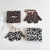 Leopard Print Two-piece Set Ins~ Children's Autumn and Winter Warm Knitted Scarf, Hat Set, Baby Bag Finger Neck Gloves