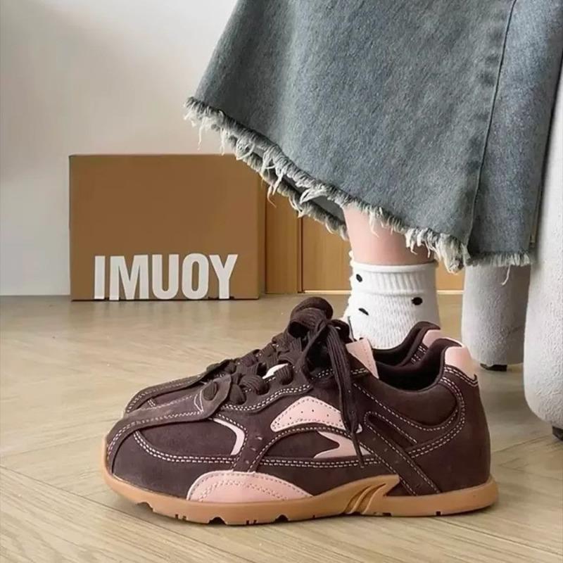 

Женские кроссовки в стиле ретро с цветными блоками 2024 года, новые осенние легкие спортивные кроссовки с плоской подошвой и мягкой подошвой Zapatillas Deporte 36