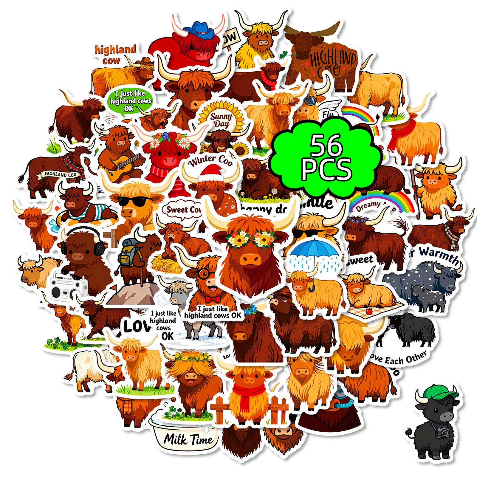 56 Cartoon Alpine Cow Graffiti Stickers Cute Trendy Cool Cow Creative Stickers