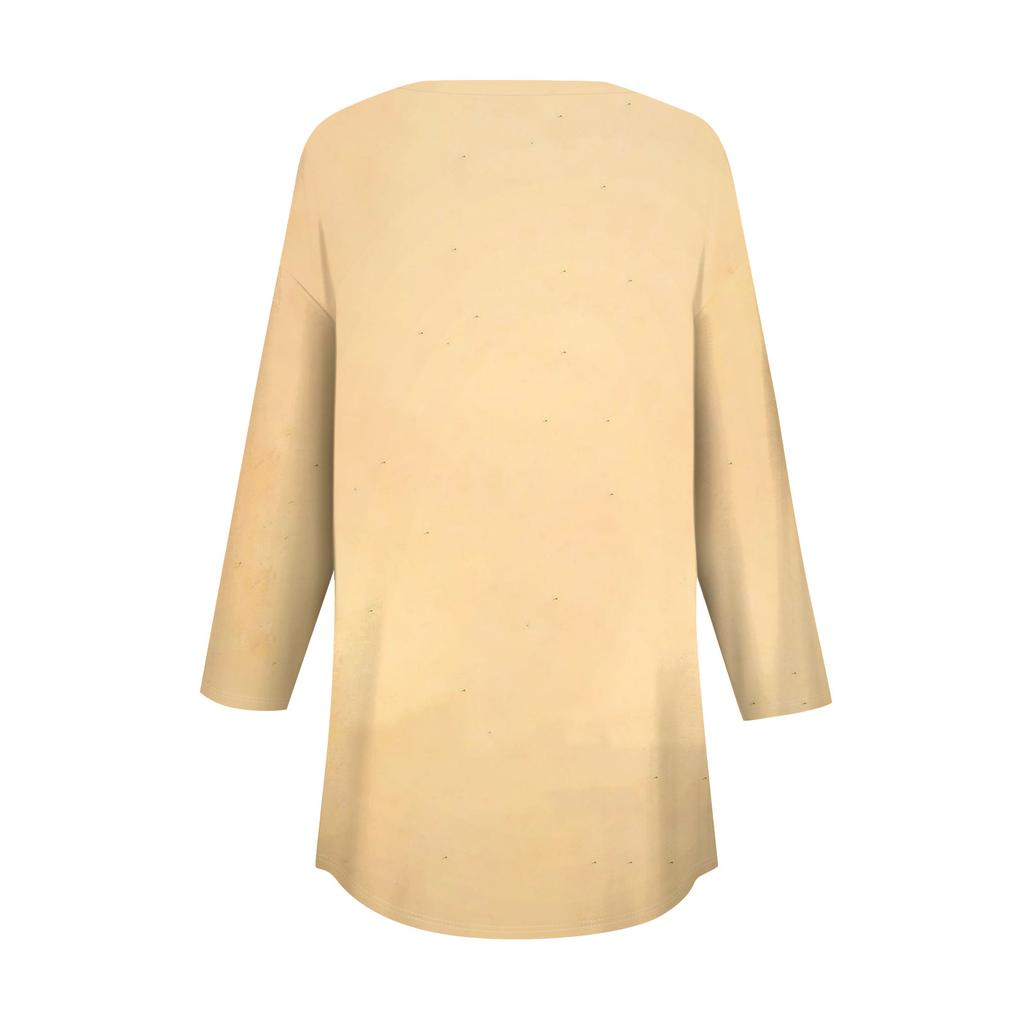 Tee Shirts For Women Fall Casual 3/4 Long Sleeve Button Shirts Sweatshirt Vintage  Top Pullover