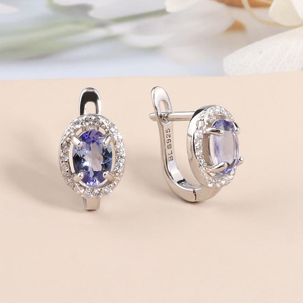 Pendientes de plata con cierre Simple para mujer, joyería fina de tanzanita natural de corte ovalado de 5x7mm, Plata de Ley 925, bonito regalo, novedad de 2023
