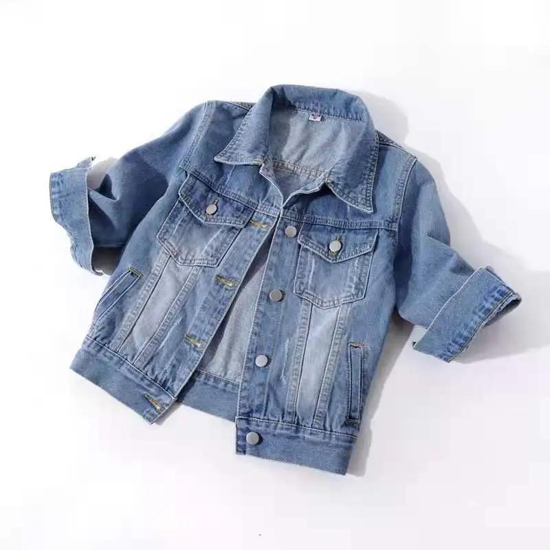 Dame Vår Høst Denimjakke Topper Rosa Farge Ensfarget Kort Flerfarget Trekvart Erme Jeansjakke