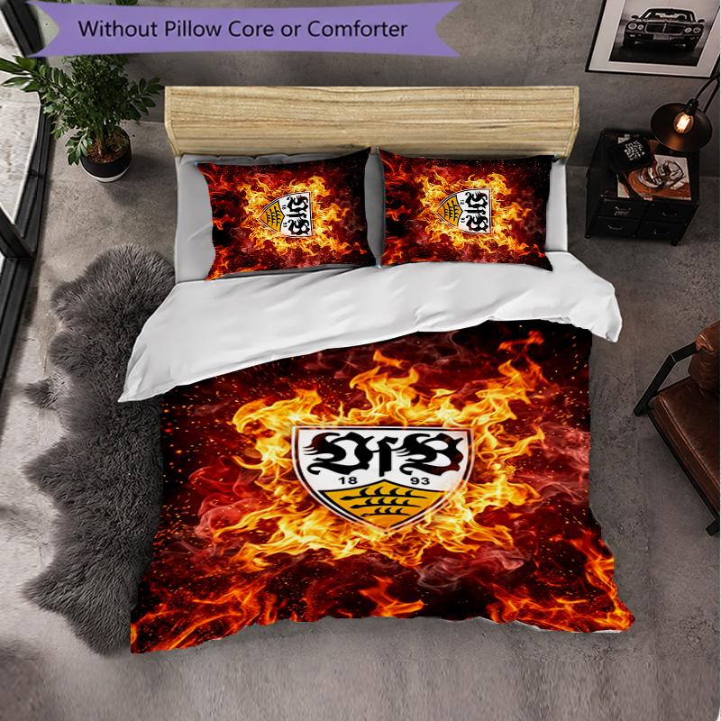 Set Biancheria da Letto Calcio VfB Stuttgart 3 Pezzi Morbido Set Copripiumino con Federe Set Decorazione Camera da Letto per la Casa