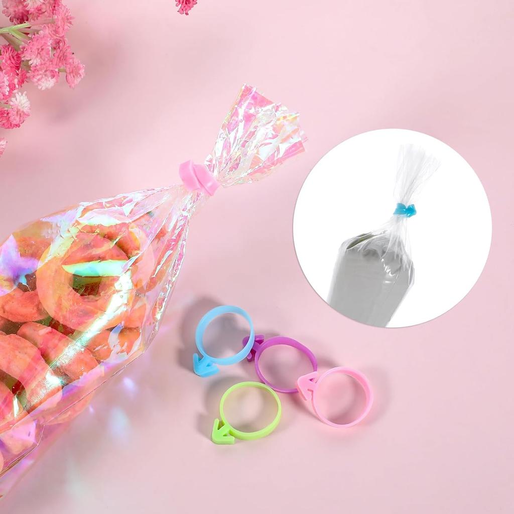 40Pcs Piping Bag Clips, Reble Pastry Bag Ties Silicone Icing Bag Ties Decoration Bags Clips for Cookies Cupcakes Pastry Baking Supplies (4 Colors)