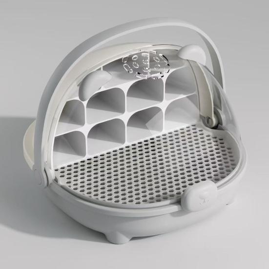 Silkworm Breeding Box Transparent Silkworm Growth Box Habitat Cage with Handle Small Animals Breeding Space Capsule Hatching Container