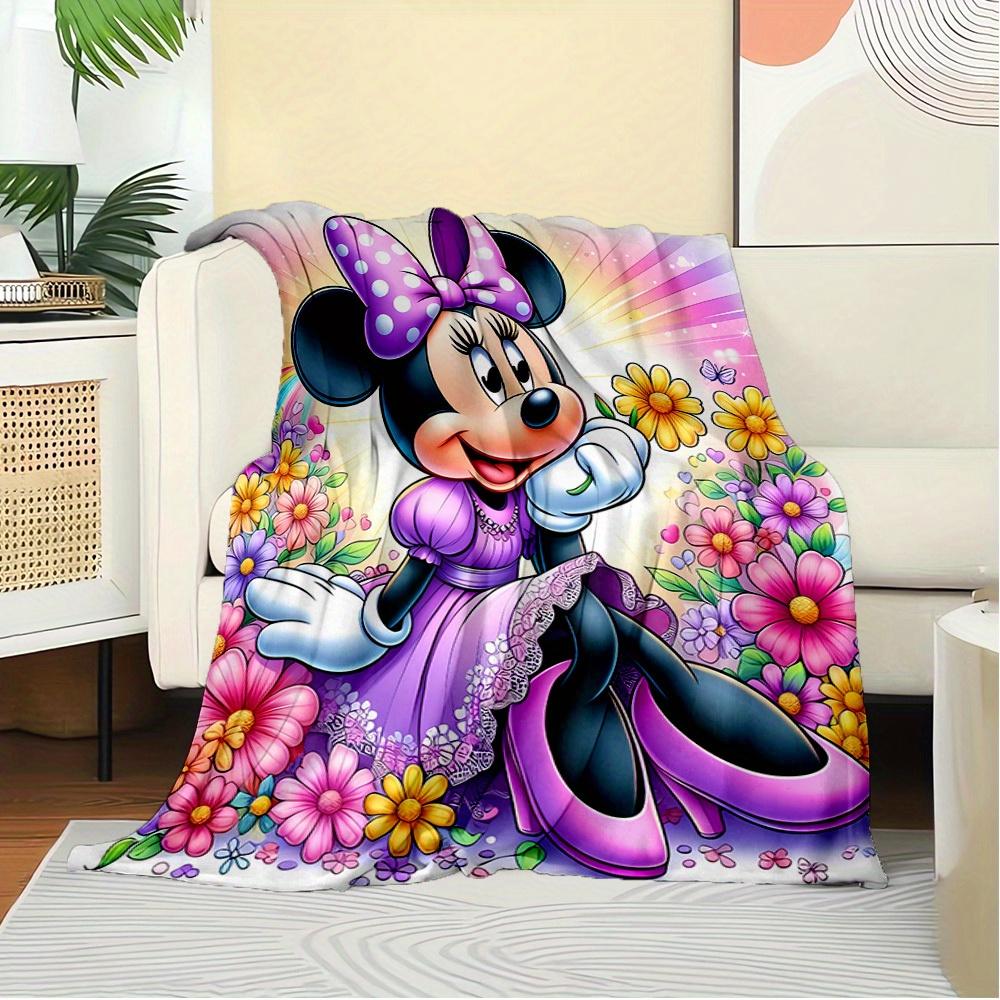 1 PC Velvet Bedding Throw Blanket - Minnie Mouse Floral Design - Soft and Cozy for Sofa, Couch, or Bed - Perfect Gift for Disney Lovers - Ho
