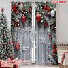 Christmas Snowflake Curtains Red Ball Green Plant Flat Print Polyester Door Wall Yard Decor Party Ready Set Of 2 Made