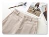 Herbst/Winter 2024 Damen Beige Kaschmirwollhose: Lockerer, hochtaillierter, weitbeiniger, geradbeiniger Stil.