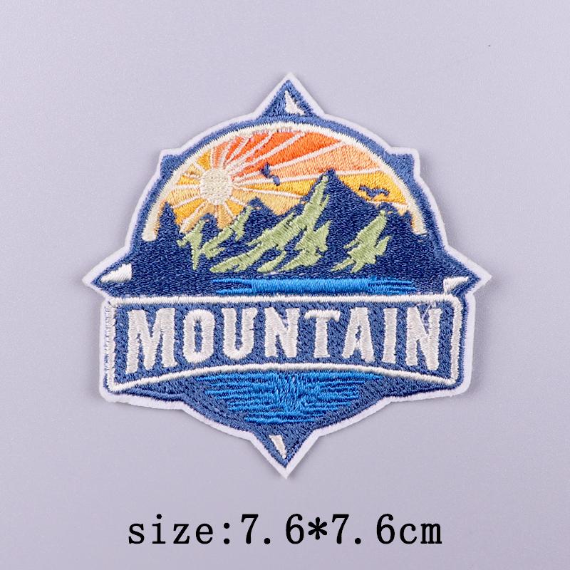 Wilderness Patch Iron On Patches For Clothing Outdoor Embroidered Patches On Clothes Camping Embroidery Patch Hook Loop Stickers