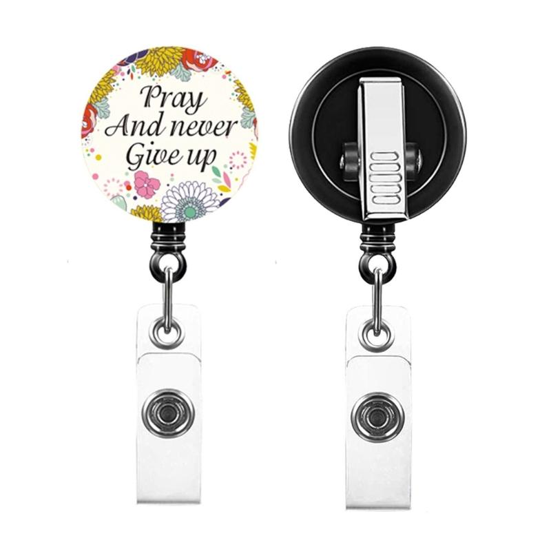 Retractable Badge Holder with Metal Clip Rotating ABS Badge Holder for Student Teacher Doctor Nurse Badge Holder