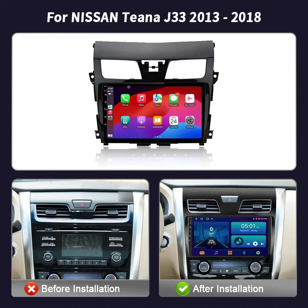 Car Radio Android 14 Multimedia Player Navigation Wireless CarPlay Touch Screen Stereo Bluetooth For NISSAN Teana J33 2013-2018