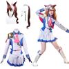Costume Cosplay Tokai Teio avec Queue et Costume Cosplay Compétition Uma Musume pour l'École et la Scène Queue de Teio et Taille [Excellente Qualité] Perruque,