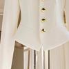 Autumn Women's White Coat Waist Long Sleeve Slim Chic Short Outwear High-End Solid Color Top Clothing Office Jackets Ladies