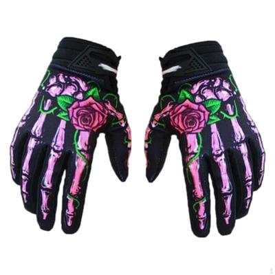 Bicycle Bike Gloves Skeleton Finger Pattern Full Anti Slip Riding for ATV