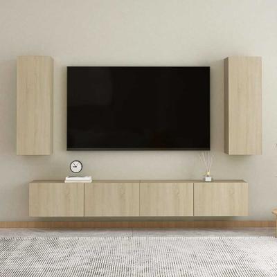 Vidaxl 4-Cz. TV Cabinet Set, Sonoma Oak, Wood-Based Material