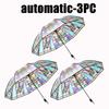 Romantic Vintage Stained Glass Automatic Rainbow Clear Umbrella for Women Rainy Day Fashion Accessory