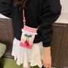 Handmade Crochet Cherry Phone Bag, Cute Pastel Knitted Crossbody Purse For Girls, Mini Drawstring Single Shoulder Pouch