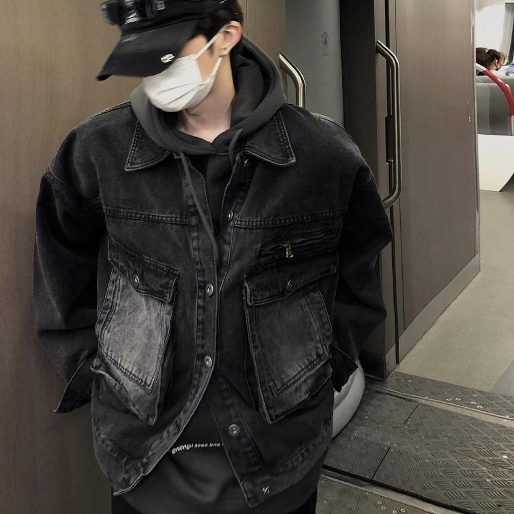 Boys' Retro Denim Jacket with Lapel, Zipper, and Faux Pockets - Loose Fit for Autumn/Winter 2023