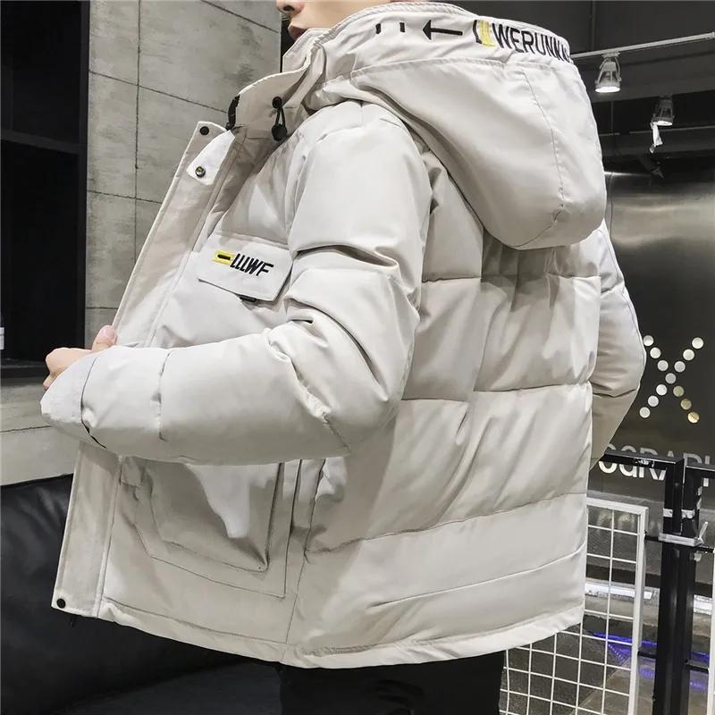 Winter Men Parka Big Pockets Casual Jacket Hooded Solid Color 5 Colors Thicken and Warm Hooded Outwear Coat Size 6XL