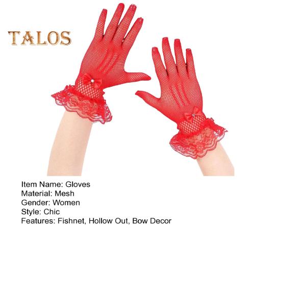 1 par ballhansker for kvinner Gjennomsiktig blonderbue Faux Pearl Dekor Hollow Out Fishnet volangkant Tynn Helfinger Forestillinger Brude Bryllupshansker