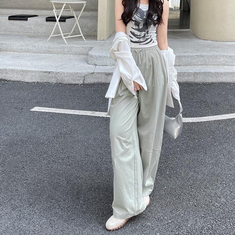 

Свободные широкие брюки Летние новые брюки с высокой посадкой Свободные повседневные брюки Драпирующиеся красные американские широкие брюки XL