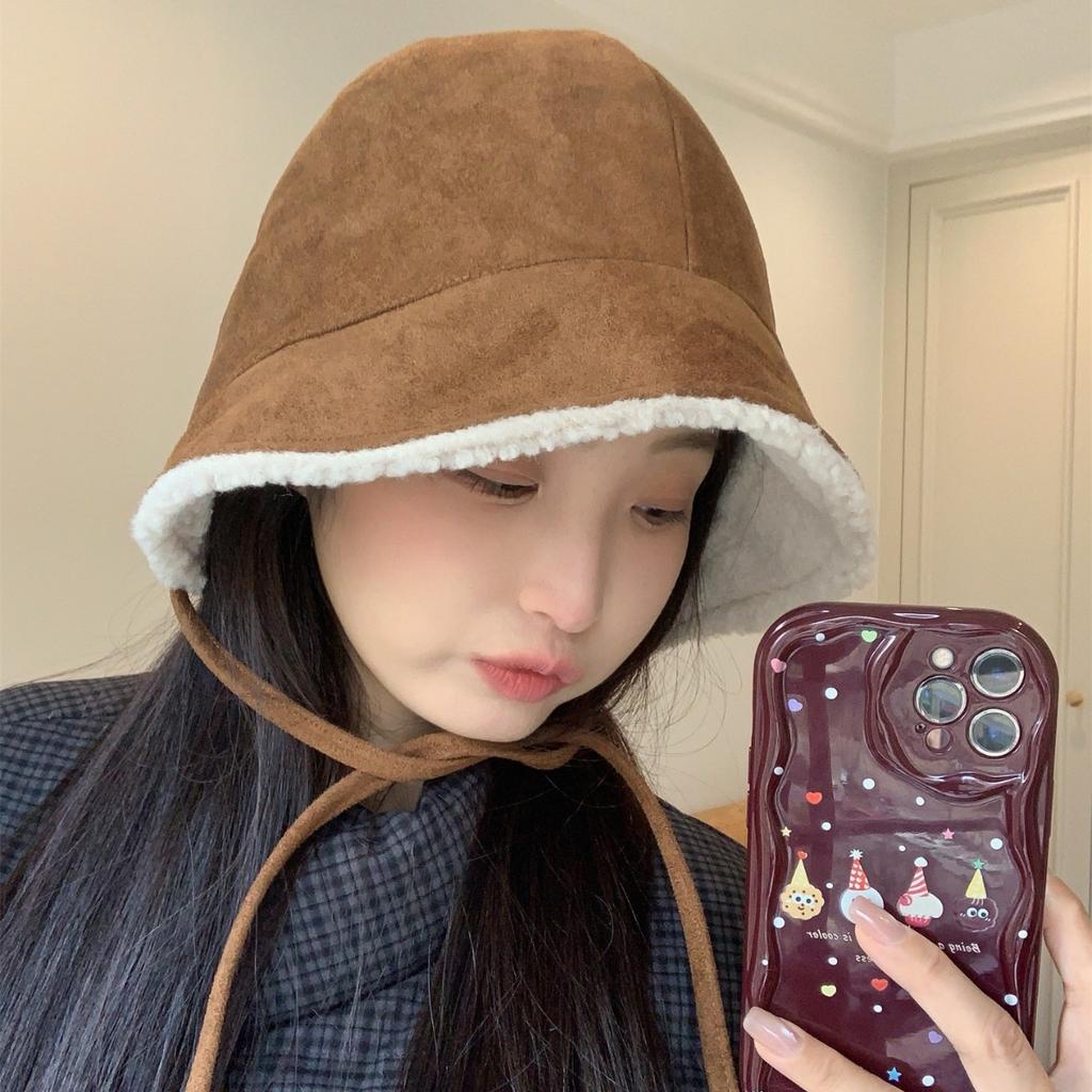 New Style Suede Warm Ear Protection Hat for Women Korean Style Ins Temperament Retro Face Small Lei Feng Hat