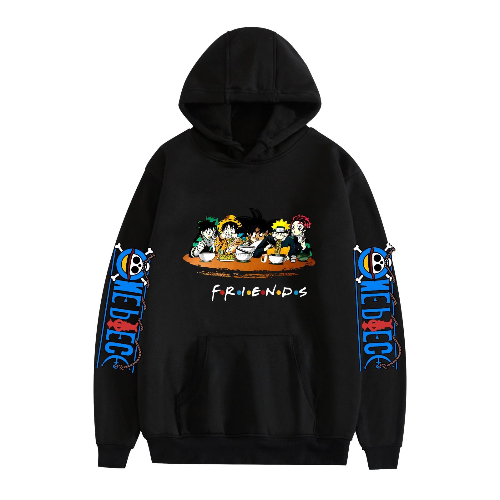 

ONE PIECE Anime Hooded for Aldult Streetwear Hoodie Printed Unisex Hooded Pullover XS чёрный
