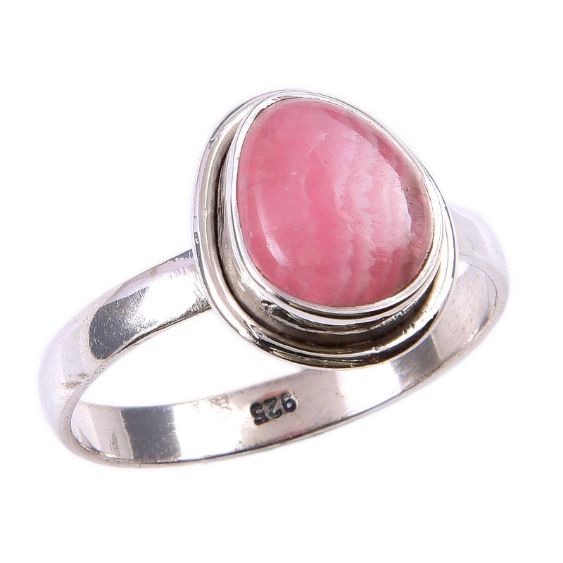 Natural Rhodochrosite Gemstone 925 Solid Sterling Silver Jewelry Ring S.10 M3l65
