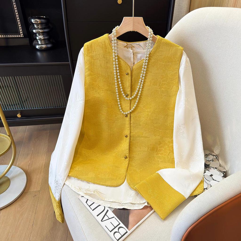 Women's Double-Sided Embroidered Chinese Style Vest and Loose Shirt Set for Spring and Autumn 2025